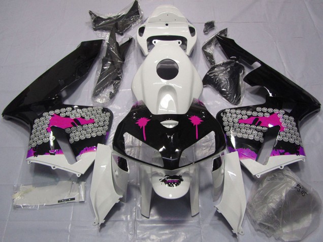 2005-2006 Honda CBR600RR Motorcycle Fairings - Pink Splatter on Glossy Black Canada for Sale