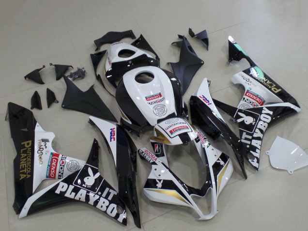 2007-2008 Honda CBR600RR Motorcycle Fairings - White Gold Glossy Black PlayBoy Canada for Sale