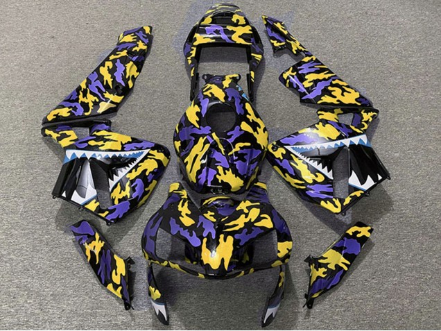 2003-2004 Honda CBR600RR Motorcycle Fairings - Purple Yellow Camouflage Shark Canada for Sale