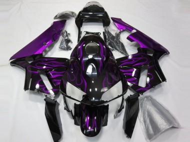 2003-2004 Honda CBR600RR Motorcycle Fairings - Glossy Black Purple Flame Canada for Sale