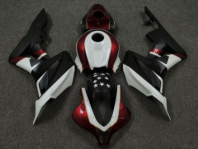 2009-2012 Honda CBR600RR Motorcycle Fairings - White Red Matte Black Star Canada for Sale