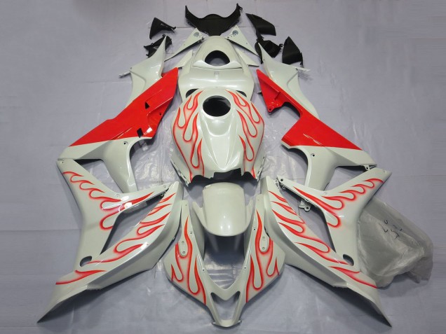 2007-2008 Honda CBR600RR Motorcycle Fairings - White Red Flame Canada for Sale