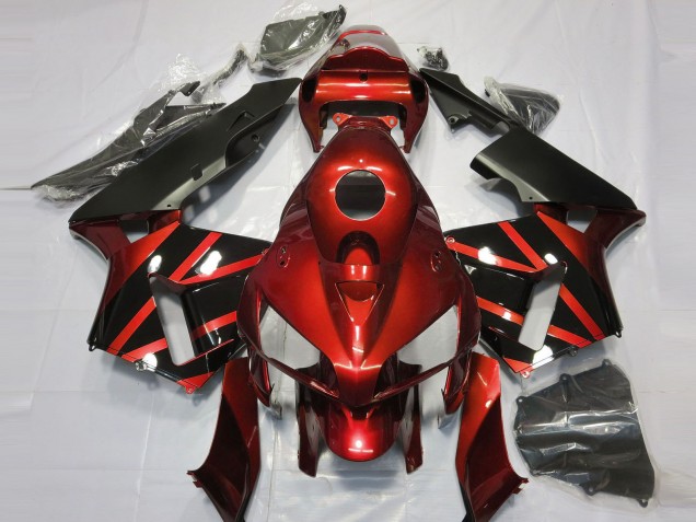 2005-2006 Honda CBR600RR Motorcycle Fairings - Red Glossy Black Design Canada for Sale