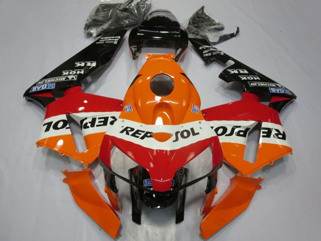 2005-2006 Honda CBR600RR Motorcycle Fairings - Orange White Red Glossy Black Repsol Canada for Sale