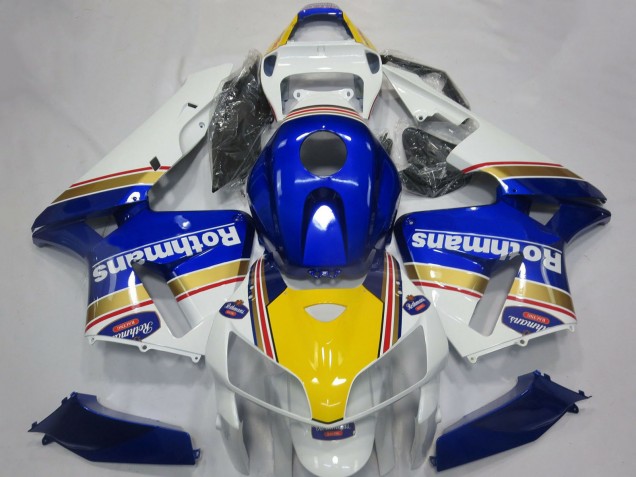 2005-2006 Honda CBR600RR Motorcycle Fairings - White Blue Yellow Rothmans Canada for Sale