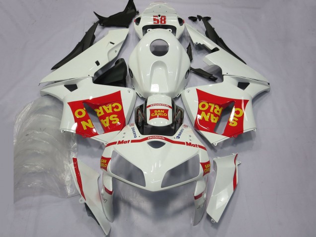 2005-2006 Honda CBR600RR Motorcycle Fairings - White Red Yellow San Carlo 58 Canada for Sale