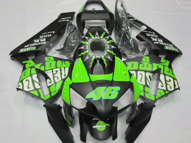 2003-2004 Honda CBR600RR Motorcycle Fairings - Green Glossy Black Rossi Repsol Canada for Sale