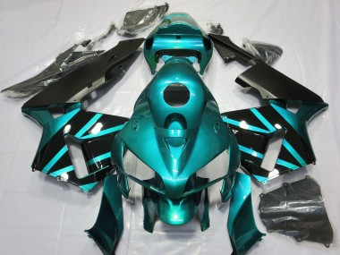 2005-2006 Honda CBR600RR Motorcycle Fairings - Teal Glossy Black Design Canada for Sale