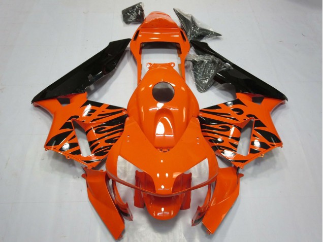 2003-2004 Honda CBR600RR Motorcycle Fairings - Orange Glossy Black Tribal Canada for Sale
