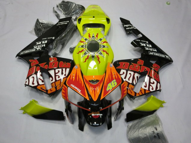 2005-2006 Honda CBR600RR Motorcycle Fairings - Vibrant Yellow Black Rossi Canada for Sale
