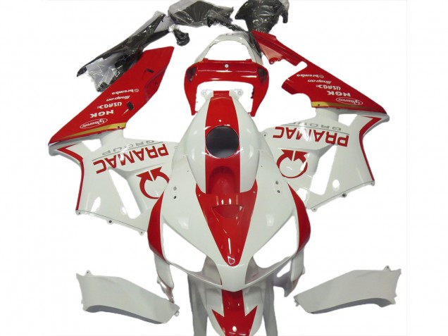 2005-2006 Honda CBR600RR Motorcycle Fairings - White Red Pramac Canada for Sale