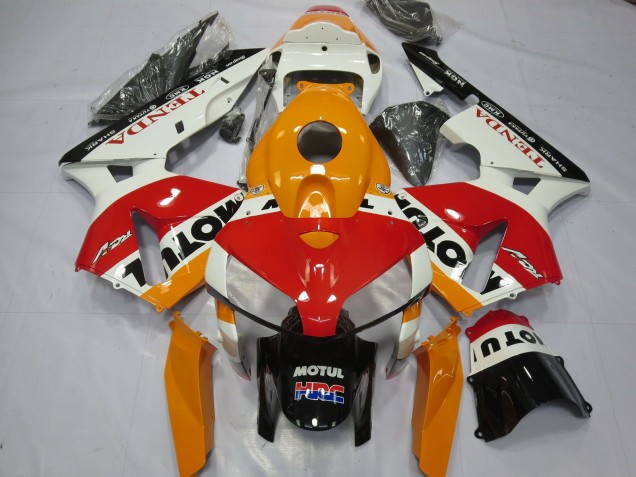 2005-2006 Honda CBR600RR Motorcycle Fairings - White Repsol Canada for Sale