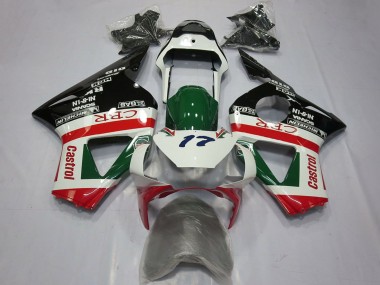 2002-2003 Honda CBR954RR Motorcycle Fairings - White Red Green Glossy Black CRR Castrol Canada for Sale