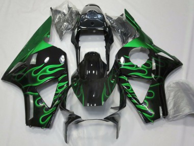 2002-2003 Honda CBR954RR Motorcycle Fairings - Glossy Black Green Flame Canada for Sale
