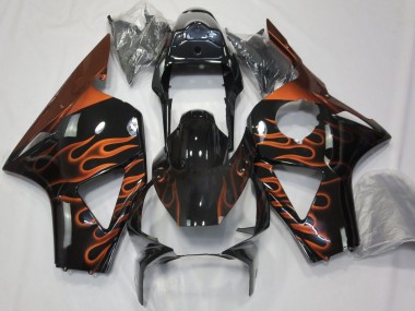 2002-2003 Honda CBR954RR Motorcycle Fairings - Glossy Black Orange Flame Canada for Sale