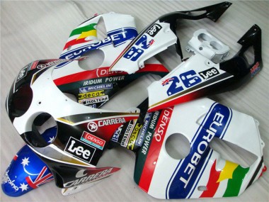 1990-1998 Honda CBR250RR Motorcycle Fairings - White Blue Red Yellow Green Carrera EuroBet Lee Canada for Sale