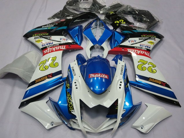 2007-2008 Suzuki GSXR 1000 Motorcycle Fairings - White Blue Red Black Motul 22 Canada for Sale