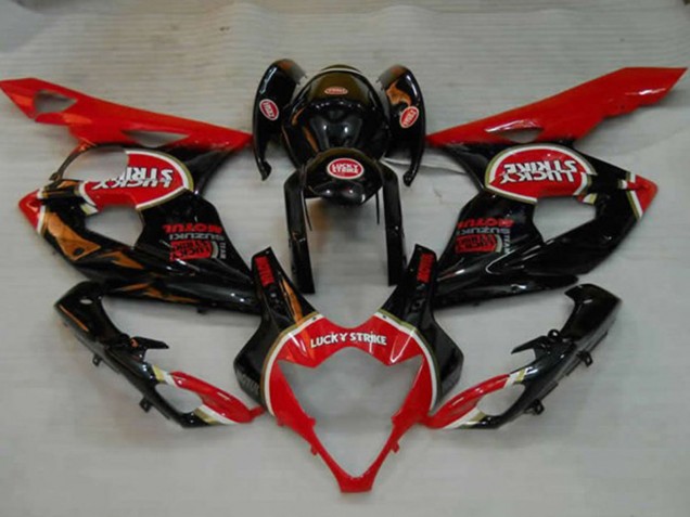 2005-2006 Suzuki GSXR 1000 Motorcycle Fairings - Glossy Black Red White Lucky Strike Canada for Sale