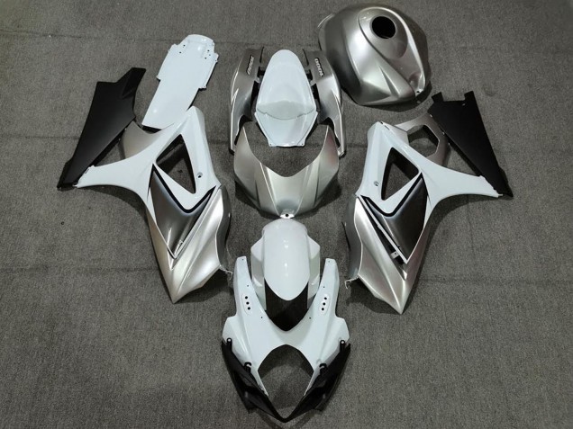 2007-2008 Suzuki GSXR 1000 Motorcycle Fairings - White Silver Black Canada for Sale