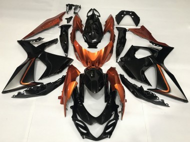 2009-2016 Suzuki GSXR 1000 Motorcycle Fairings - Glossy Black and Shiny Orange Canada for Sale