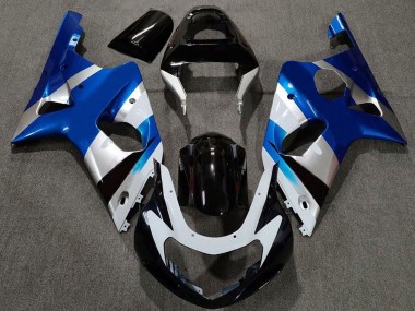 2000-2002 Suzuki GSXR 1000 Motorcycle Fairings - Blue Silver Glossy Black OEM Style Canada for Sale