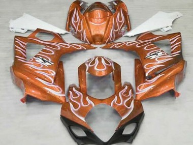 2007-2008 Suzuki GSXR 1000 Motorcycle Fairings - Orange White Flame Canada for Sale