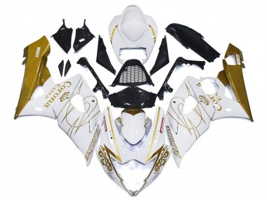 2005-2006 Suzuki GSXR 1000 Motorcycle Fairings - White Gold Corona Custom Canada for Sale