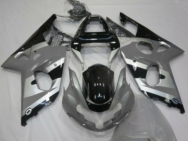 2000-2002 Suzuki GSXR 1000 Motorcycle Fairings - Grey Silver Glossy Black OEM Style Canada for Sale