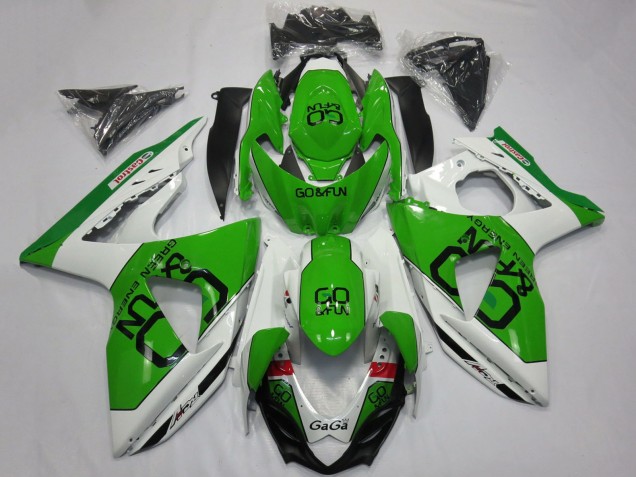 2009-2016 Suzuki GSXR 1000 Motorcycle Fairings - White Green Go Fun Canada for Sale