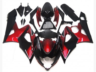 2005-2006 Suzuki GSXR 1000 Motorcycle Fairings - Candy Red Glossy Black Canada for Sale