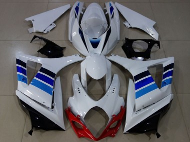 2007-2008 Suzuki GSXR 1000 Motorcycle Fairings - White Blue OEM Style Canada for Sale