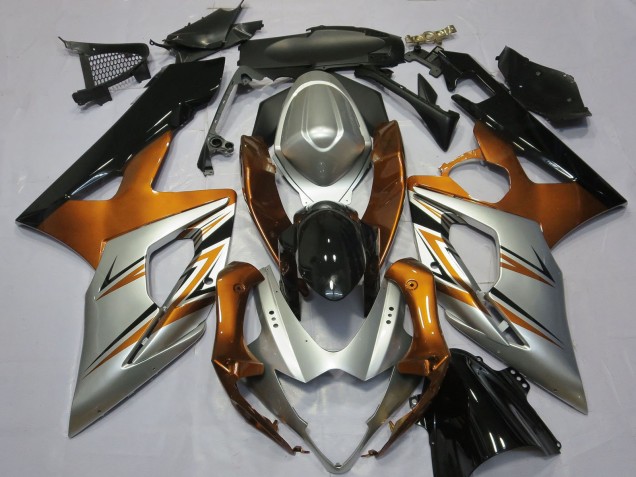 2005-2006 Suzuki GSXR 1000 Motorcycle Fairings - Orange Silver Glossy Black Canada for Sale