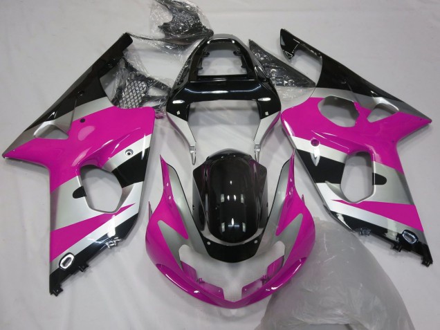 2000-2002 Suzuki GSXR 1000 Motorcycle Fairings - Pink Silver Glossy Black OEM Style Canada for Sale
