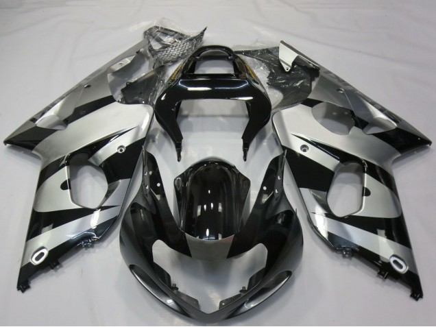2000-2002 Suzuki GSXR 1000 Motorcycle Fairings - Silver Glossy Black Canada for Sale