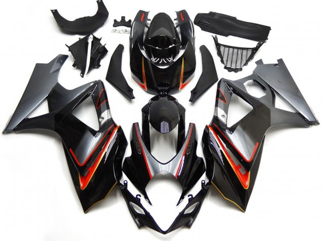 2007-2008 Suzuki GSXR 1000 Motorcycle Fairings - Glossy Black Red Silver Canada for Sale