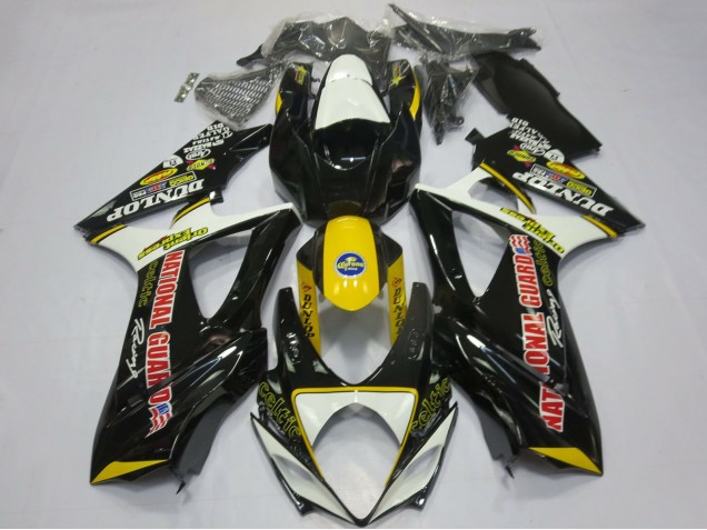 2007-2008 Suzuki GSXR 1000 Motorcycle Fairings - White Yellow Red Black Dunlop Canada for Sale