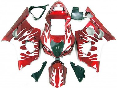 2003-2004 Suzuki GSXR 1000 Motorcycle Fairings - White Red Flame Canada for Sale