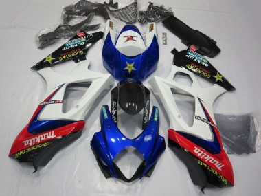 2007-2008 Suzuki GSXR 1000 Motorcycle Fairings - White Blue Red Black Rockstar Canada for Sale