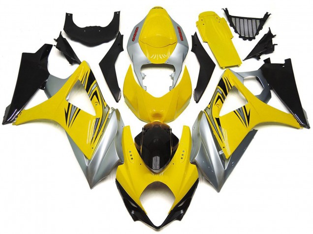 2007-2008 Suzuki GSXR 1000 Motorcycle Fairings - Yellow Silver Black OEM Style Canada for Sale