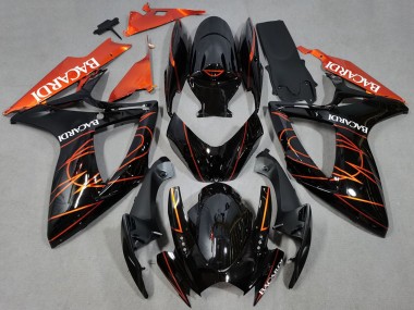 2006-2007 Suzuki GSXR 600 / GSXR 750 Motorcycle Fairings - Glossy Black Orange Bacardi Canada for Sale
