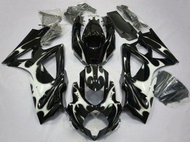 2008-2010 Suzuki GSXR 600 / GSXR 750 Motorcycle Fairings - Glossy Black White Canada for Sale