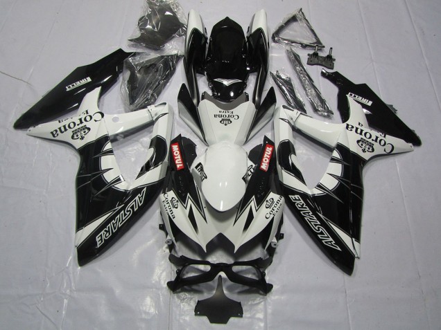 2008-2010 Suzuki GSXR 600 / GSXR 750 Motorcycle Fairing - White Black Alstare Corona Motul Canada for Sale