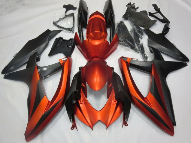 2008-2010 Suzuki GSXR 600 / GSXR 750 Motorcycle Fairings - Burnt Orange Matte Black Canada for Sale