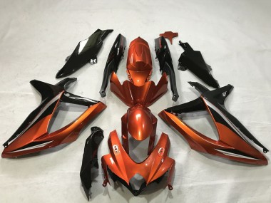 2008-2010 Suzuki GSXR 600 / GSXR 750 Motorcycle Fairings - Burnt Orange Glossy Black Canada for Sale