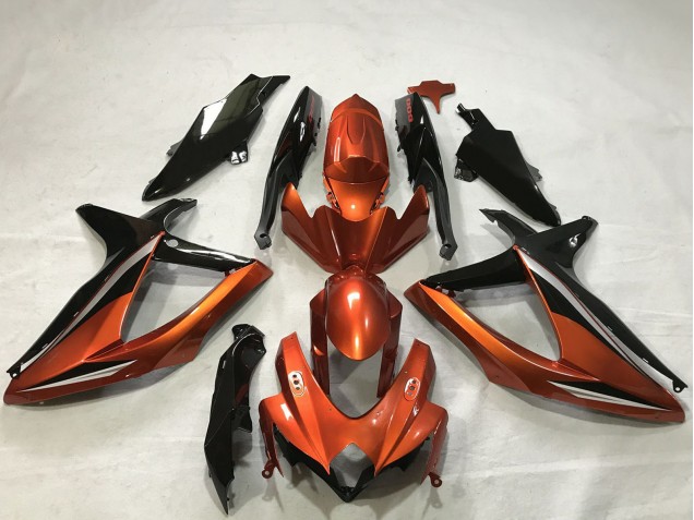 2008-2010 Suzuki GSXR 600 / GSXR 750 Motorcycle Fairings - Burnt Orange Glossy Black Canada for Sale