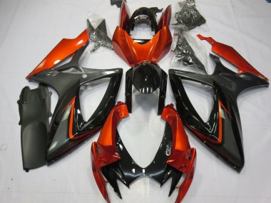 2006-2007 Suzuki GSXR 600 / GSXR 750 Motorcycle Fairings - Burnt Orange Grey Glossy Black Canada for Sale
