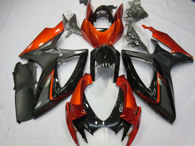 2006-2007 Suzuki GSXR 600 / GSXR 750 Motorcycle Fairings - Burnt Orange Grey Glossy Black Canada for Sale