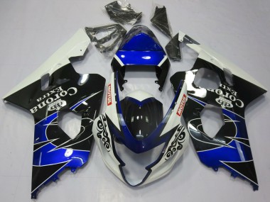 2004-2005 Suzuki GSXR 600 / GSXR 750 Motorcycle Fairings - White Blue Black Corona Motul Canada for Sale