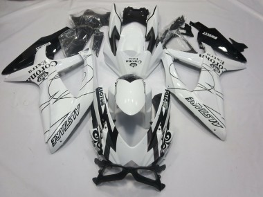 2008-2010 Suzuki GSXR 600 / GSXR 750 Motorcycle Fairings - White Black Alstare Corona Motul Canada for Sale