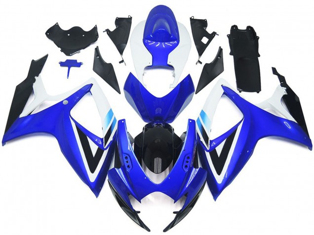 2006-2007 Suzuki GSXR 600 / GSXR 750 Motorcycle Fairing Kits - White Blue Glossy Black OEM Style Canada for Sale